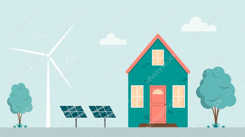 House facade with solar